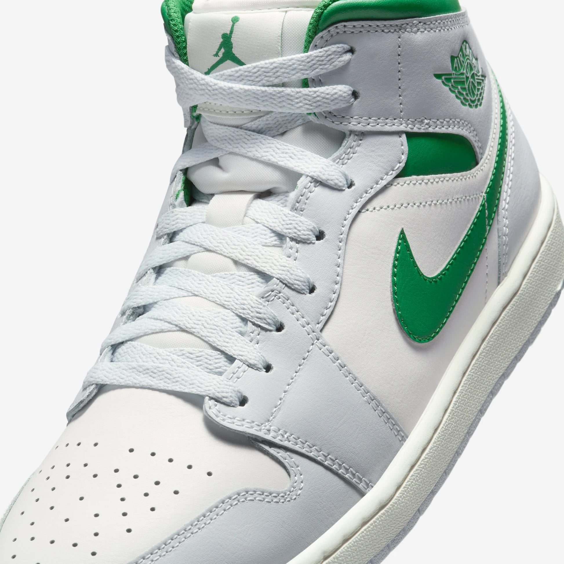 Jordan 1 Mid White Pure Platinum Pine Green