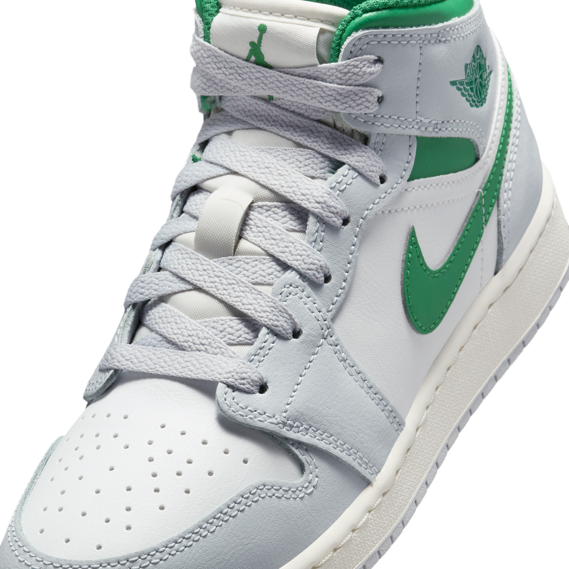 Jordan 1 Mid White Pure Platinum Pine Green