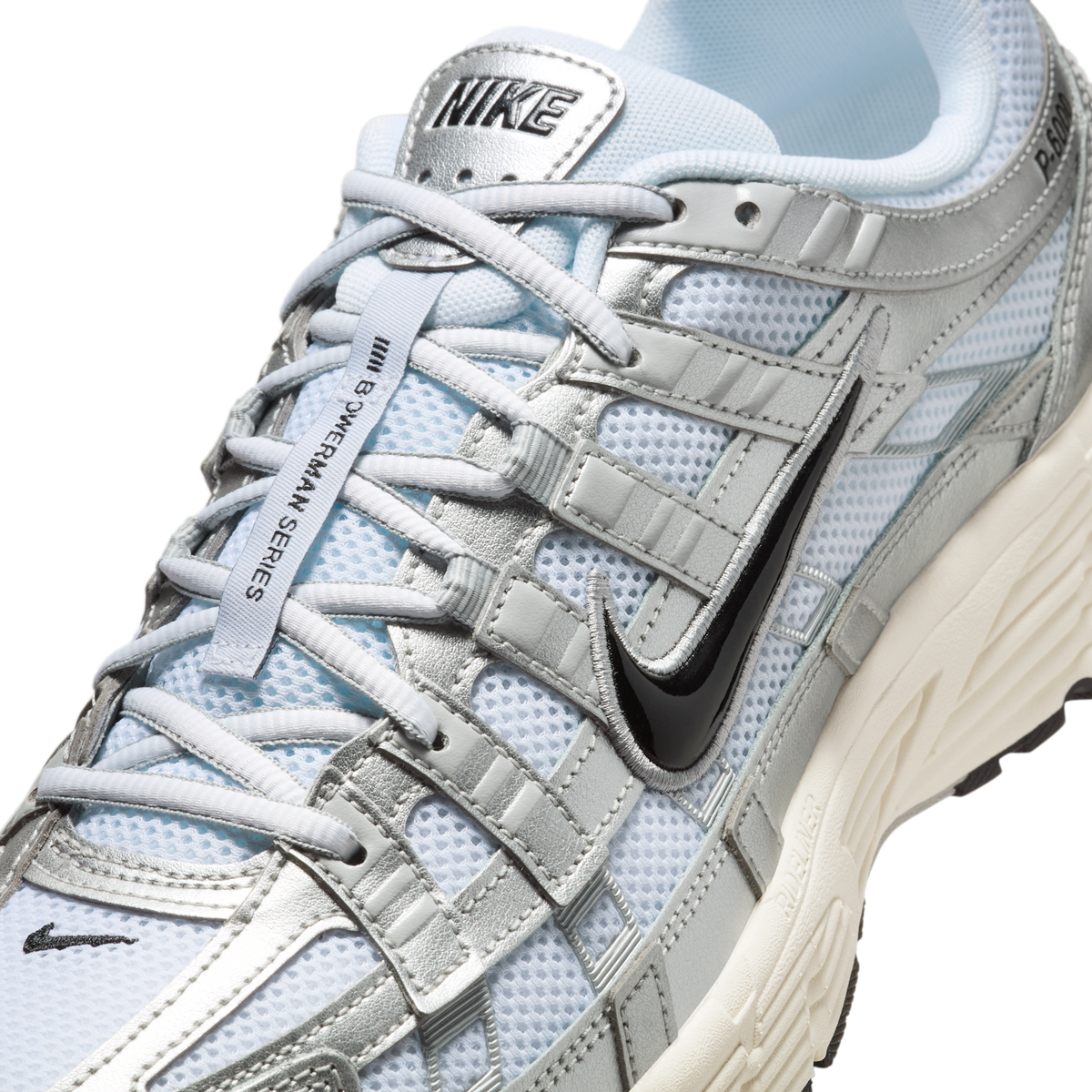 Nike P-6000 White Metallic Silver Flat Silver Black
