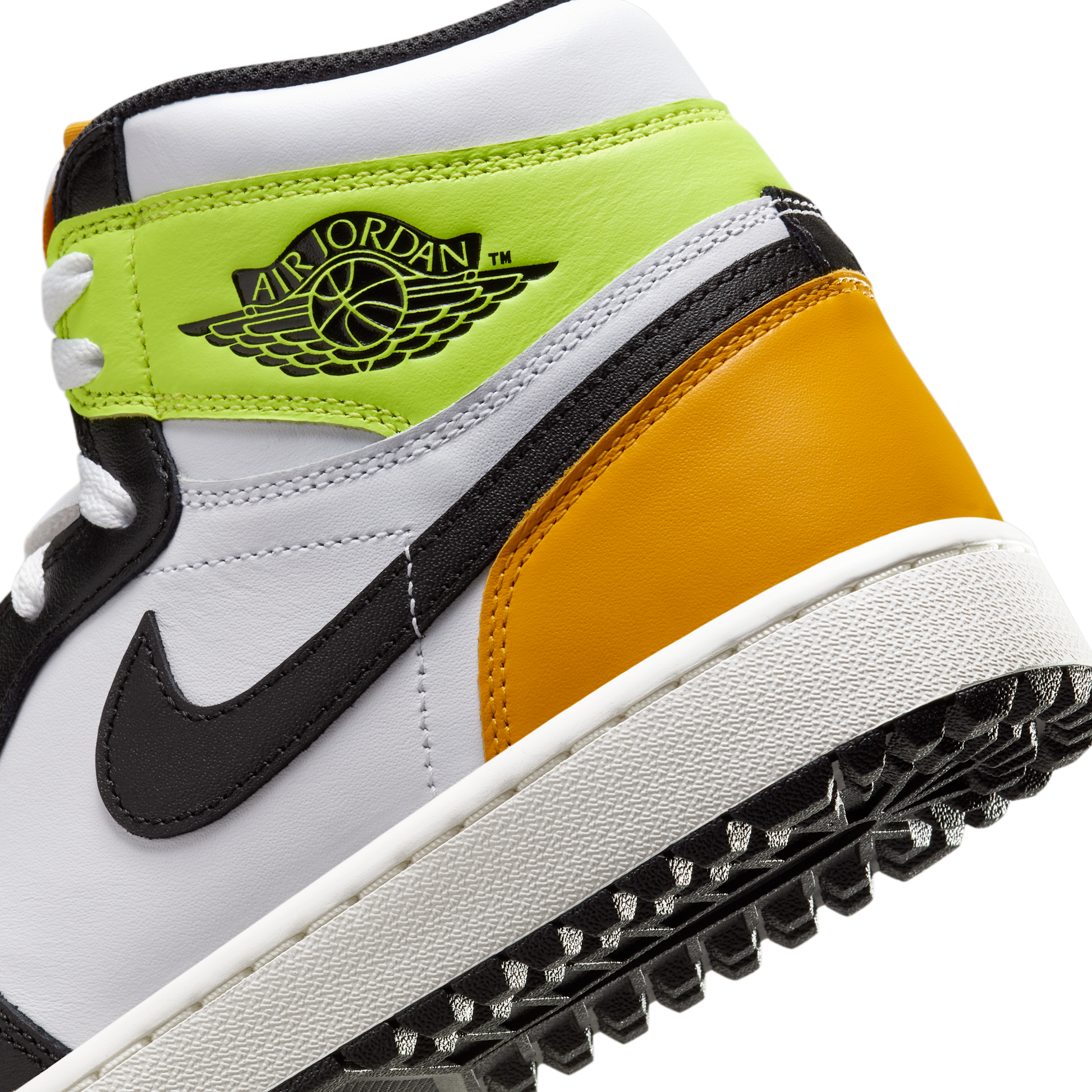 Jordan 1 Retro High Golf White University Gold Volt Black