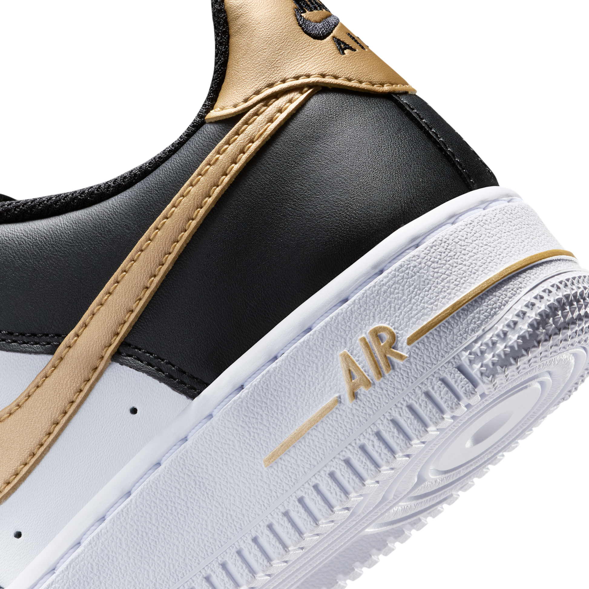 Nike Air Force 1 Low Black White Metallic Gold (GS)
