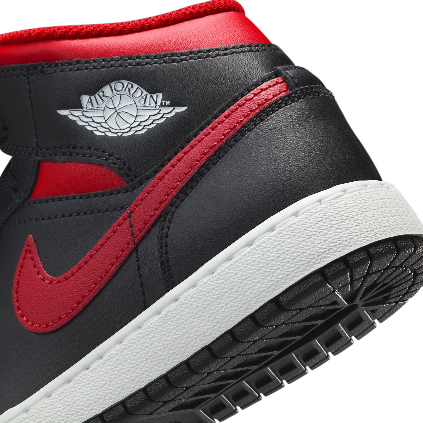 Jordan 1 Mid Black Summit White Varsity Red (GS)