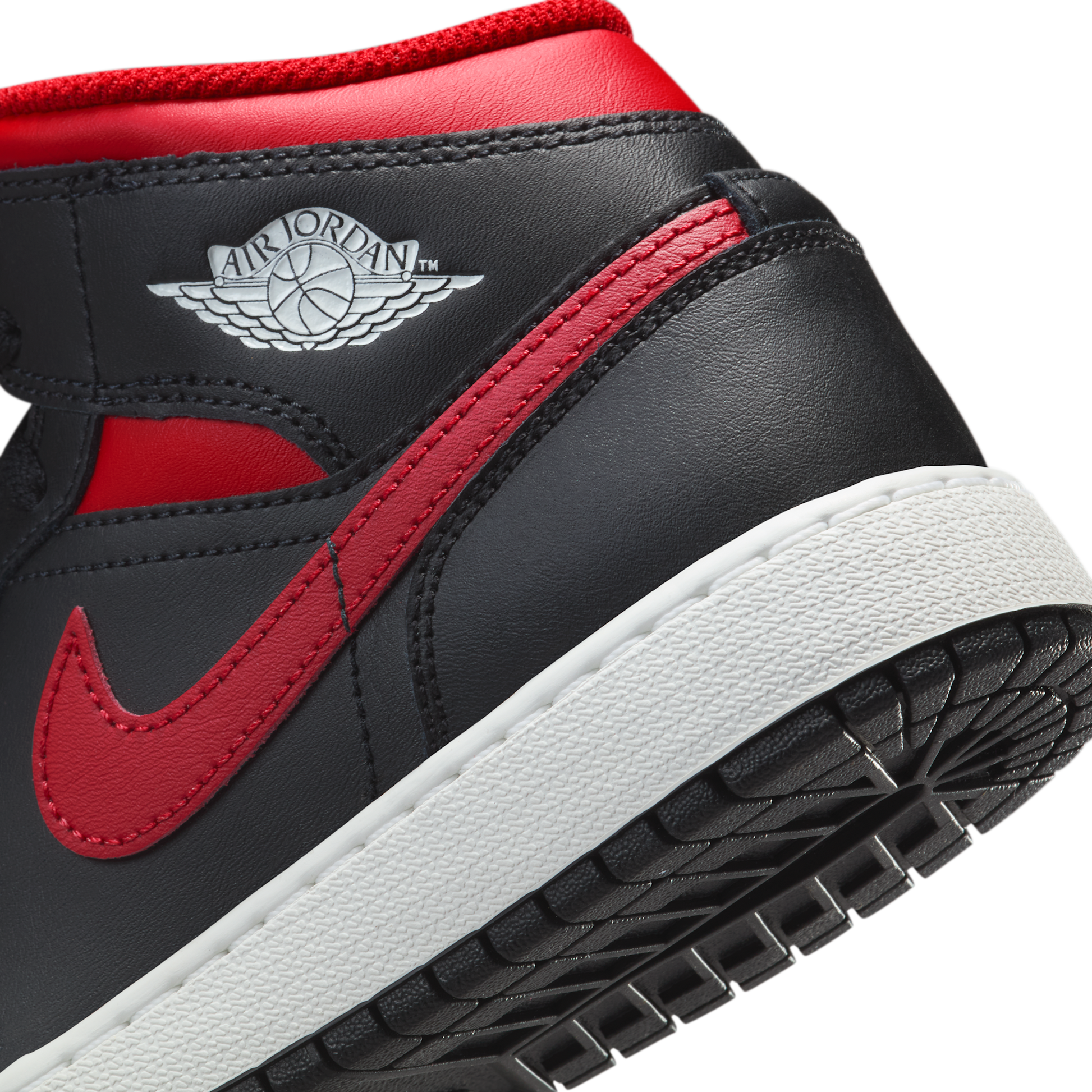 Jordan 1 Mid Black Summit White Varsity Red (GS)