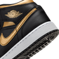 Jordan 1 Mid Black Metallic Gold Swoosh (GS)