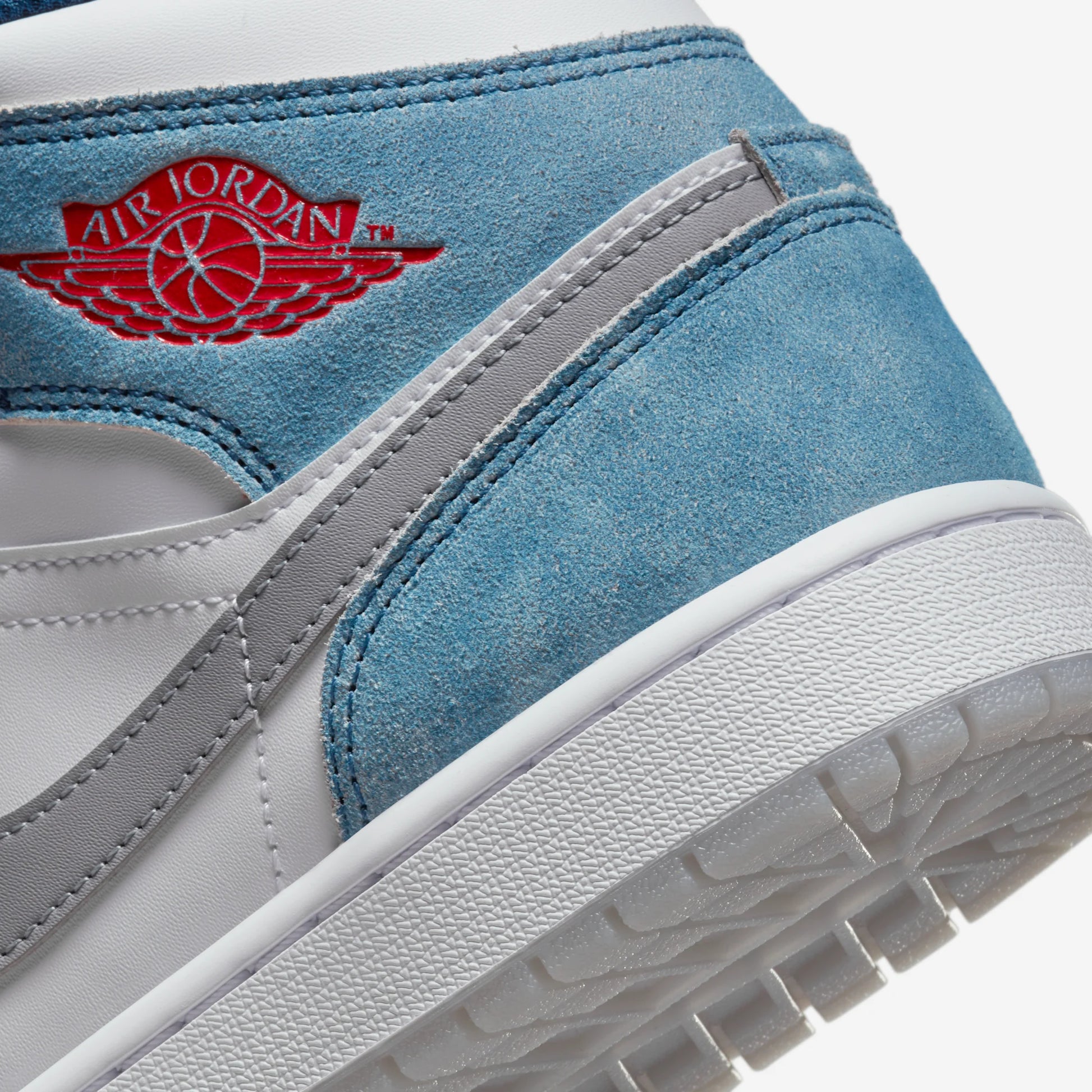 Jordan 1 Mid French Blue Fire Red