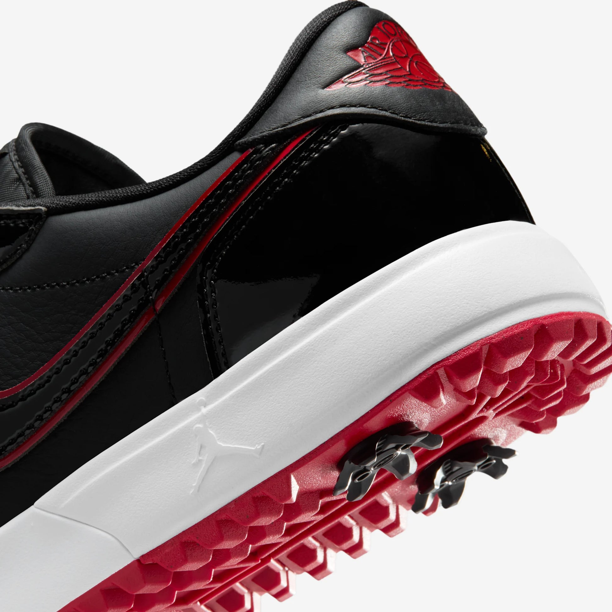 Jordan 1 Low Golf Spiked Bred Black Patent