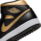Jordan 1 Mid Black Metallic Gold
