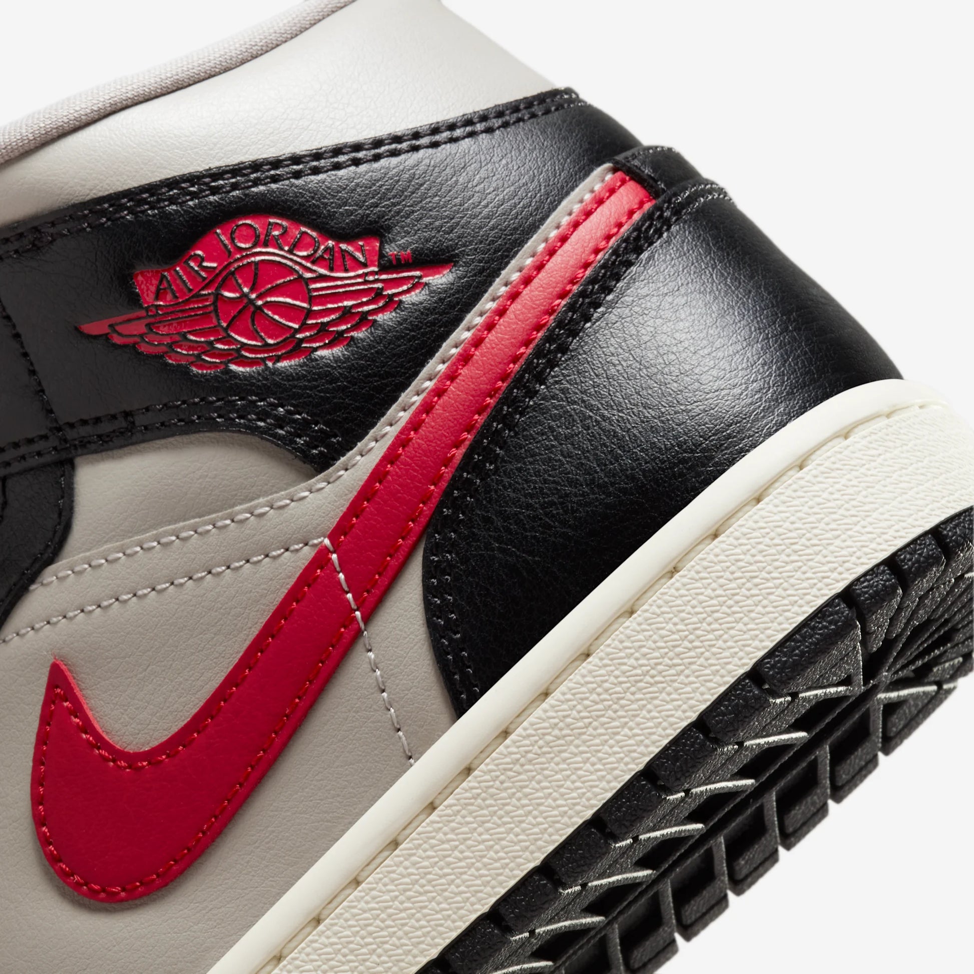 Jordan 1 Mid Black College Grey Gym Red (Women's)