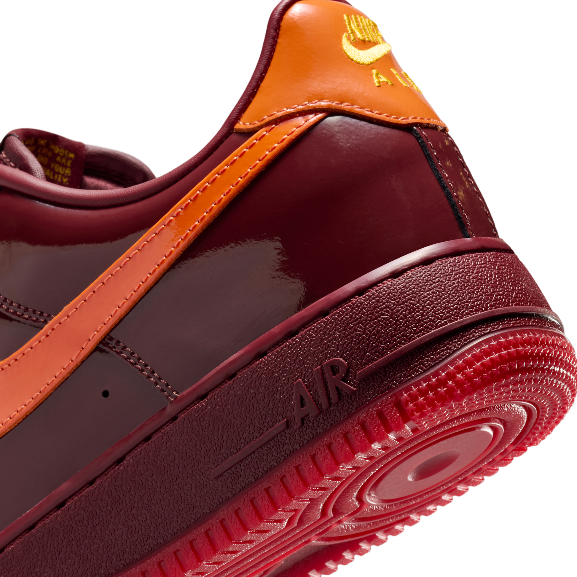 Nike Air Force 1 Low Patent Leather Dark Team Red Safety Orange