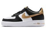 Nike Air Force 1 Low Black White Metallic Gold (GS)