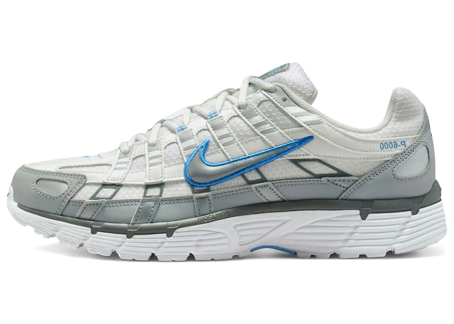 Nike P-6000 White Metallic Silver Blue