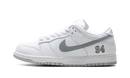 SB Dunk Low Supreme White Metallic Silver