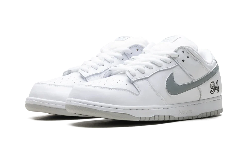 SB Dunk Low Supreme White Metallic Silver (HQ8487-100) - 36.5 EU - 4.5 US - Gray | SOSUKICKS