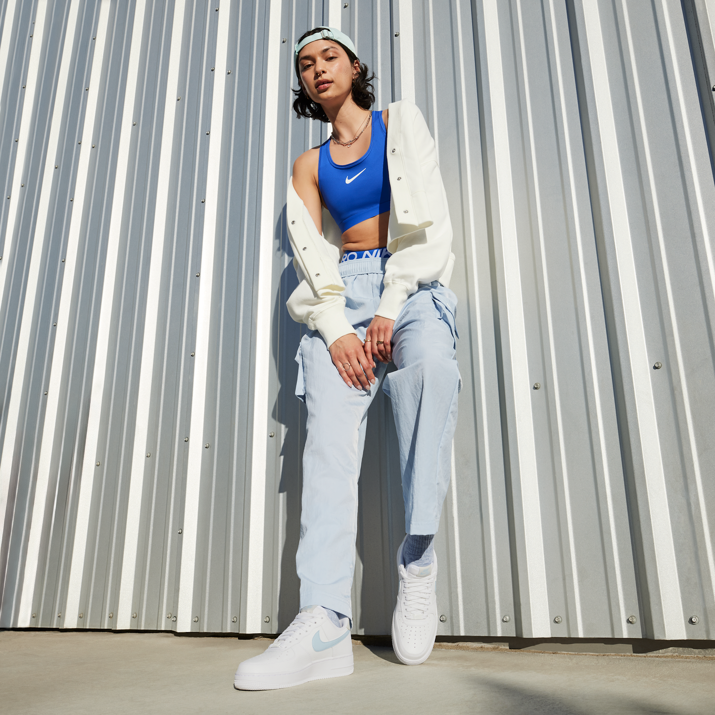 Nike Air Force 1 Low White Light Armory Blue Mini Swoosh (Women's)