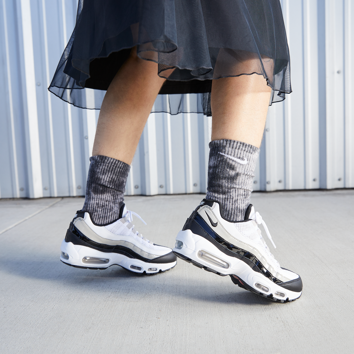 Nike Air Max 95 White Light Iron Ore Black Patent (Women's)