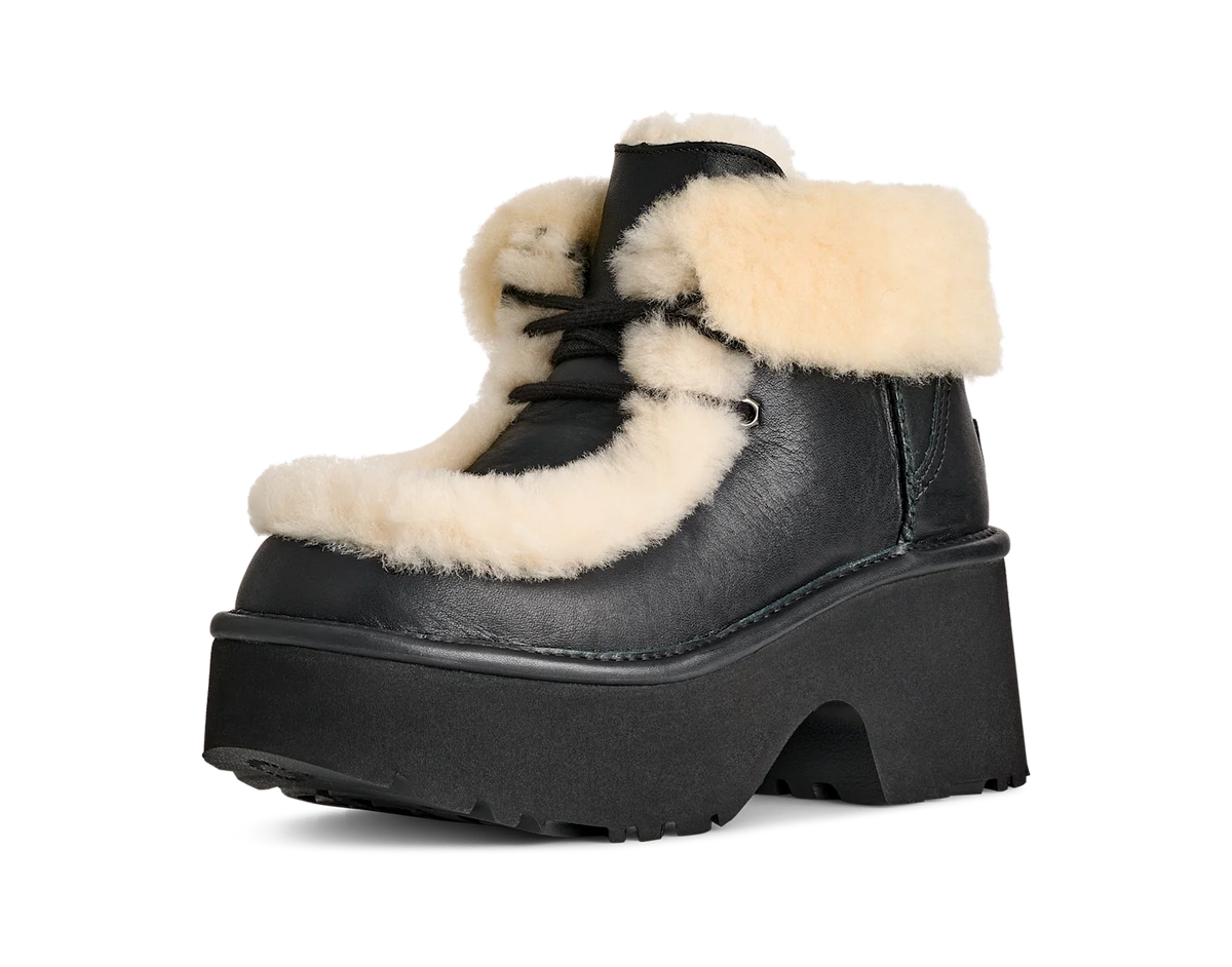 UGG Esmee Leather Lace Up Boot Black (Women's)