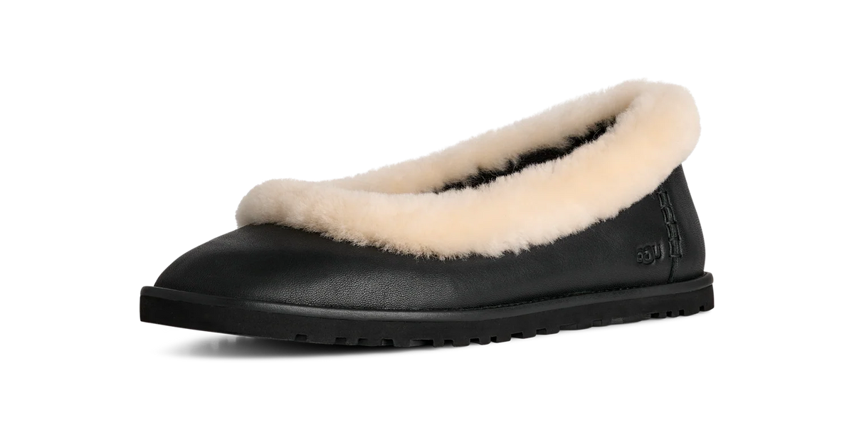 UGG Zora Leather Ballet Flat Black (Women's)