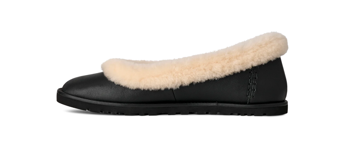UGG Zora Leather Ballet Flat Black (Women's)