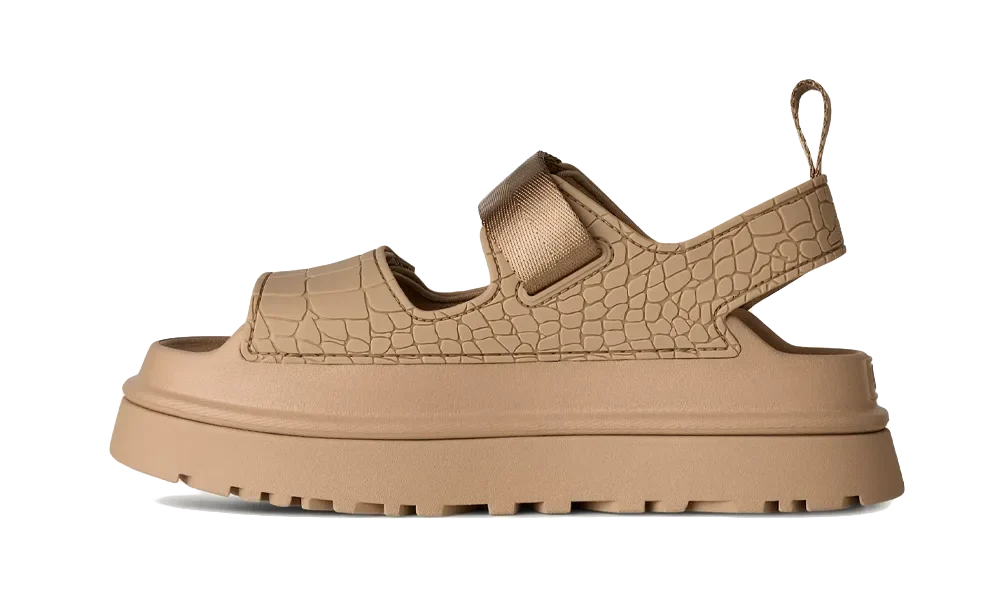 UGG GoldenGlow Embossed Sandal Mustard Seed