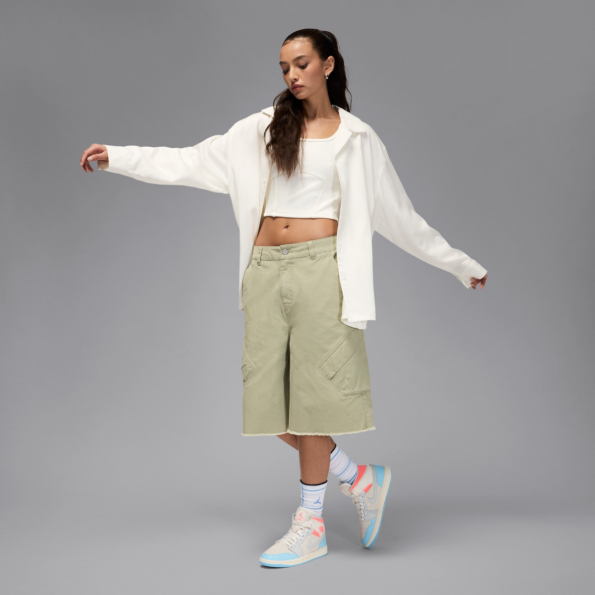 Jordan 1 Mid Sail Hot Lava Blue Chill (Women's)