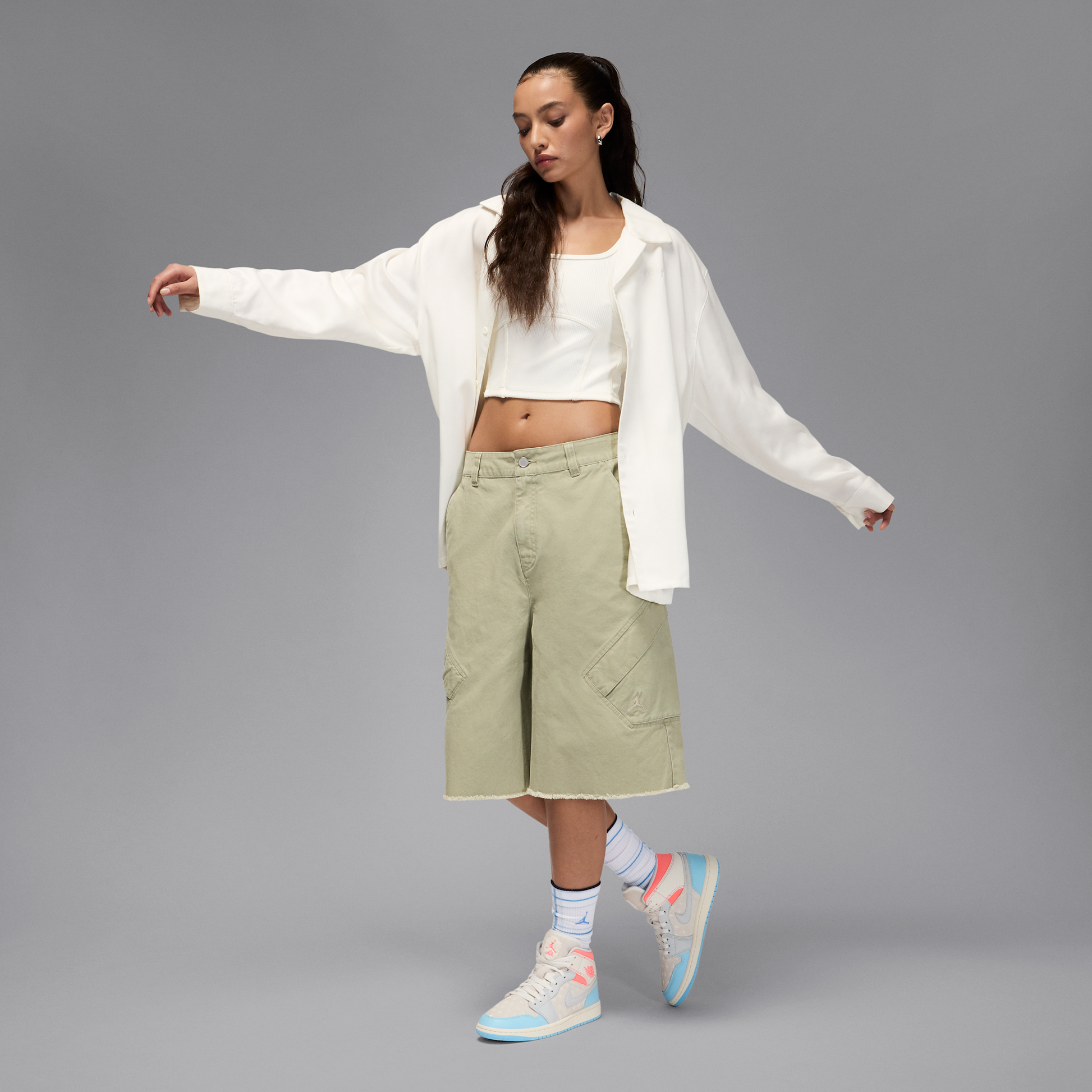 Jordan 1 Mid Sail Hot Lava Blue Chill (Women's)