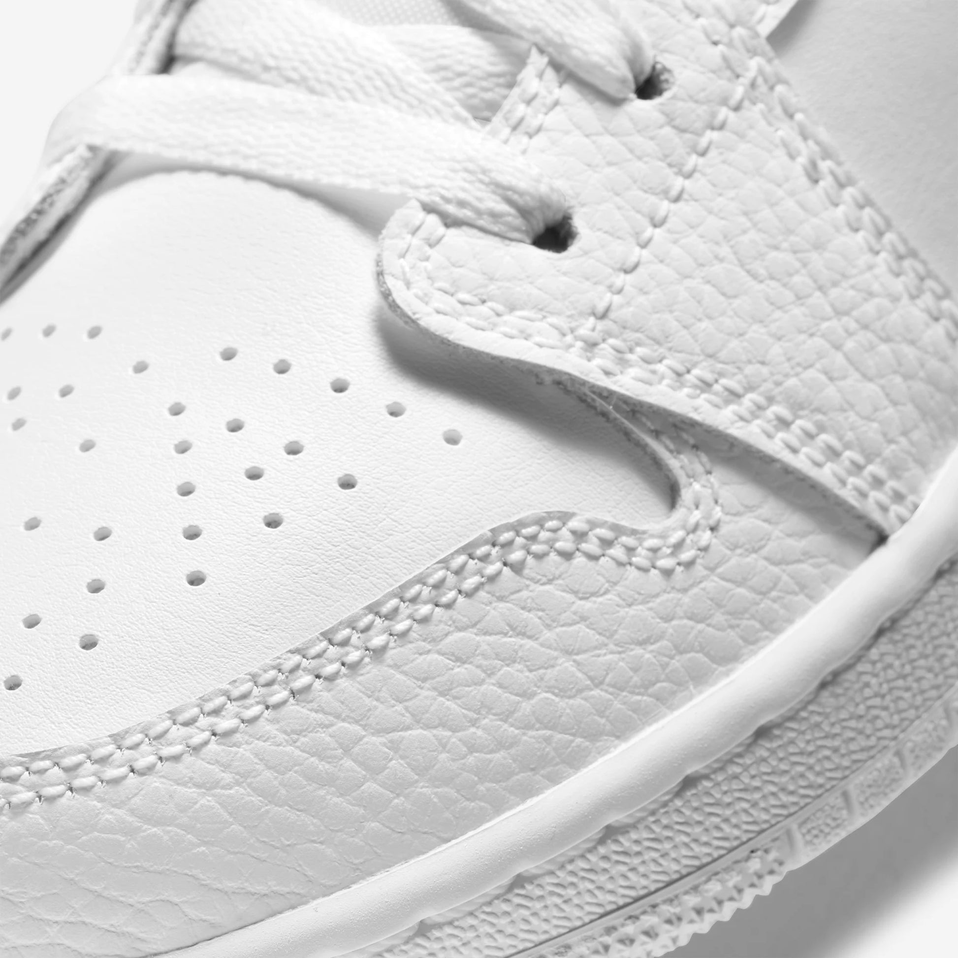 Jordan 1 Low Triple White Tumbled Leather (GS)
