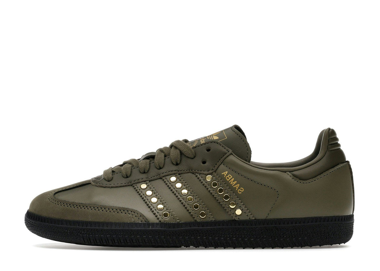 adidas Samba OG Studded Stripes Dark Khaki Black (Women's)