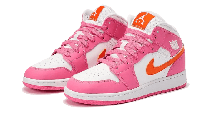 Air Jordan 1 Mid Pinksicle Safety Orange (DX3240-681) - 36 EU - 4Y US - Orange | SOSUKICKS