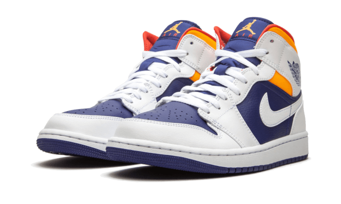 Air Jordan 1 Mid White Laser Orange Deep Royal Blue (554725-131) - 36.5 EU - 4.5Y US - White | SOSUKICKS