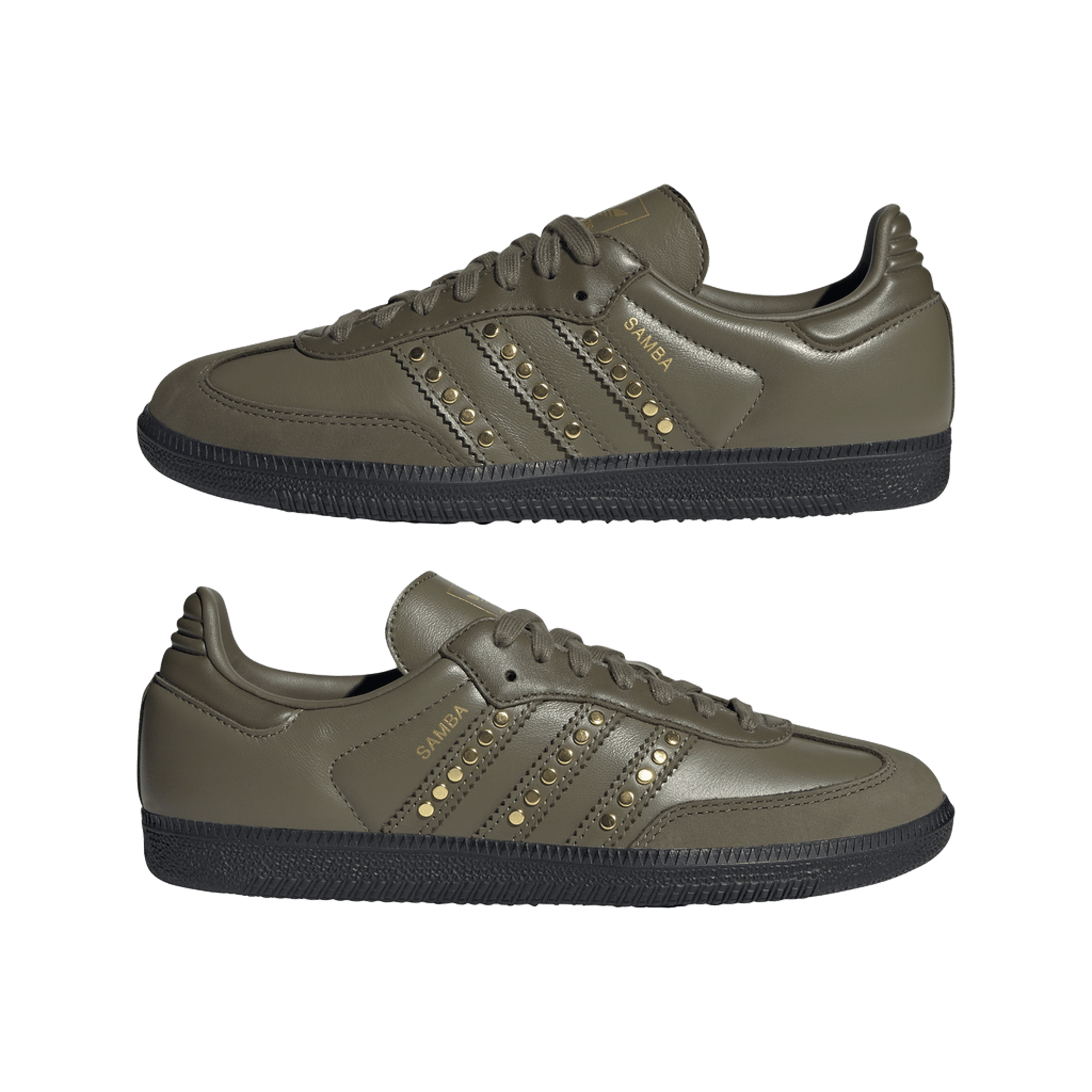 adidas Samba OG Studded Stripes Dark Khaki Black (Women's)