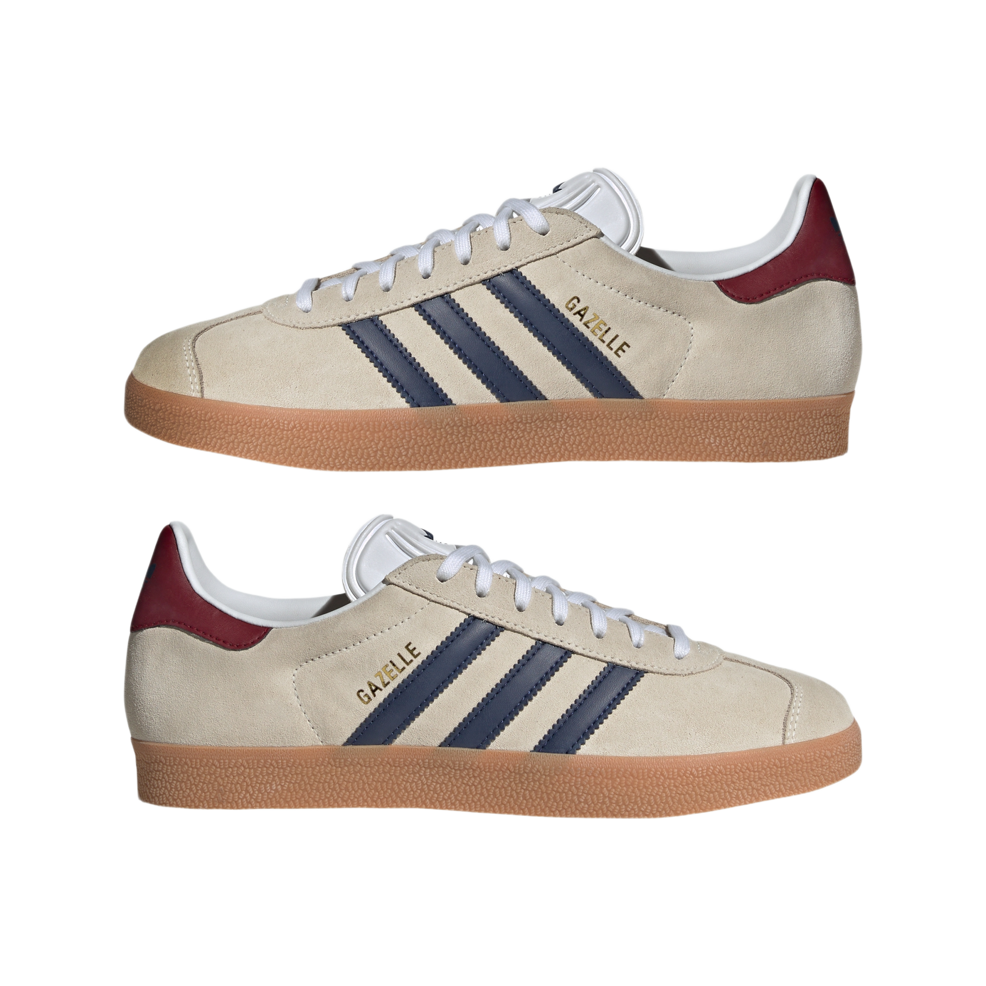 adidas Gazelle Beige Dark Blue Collegiate Burgundy