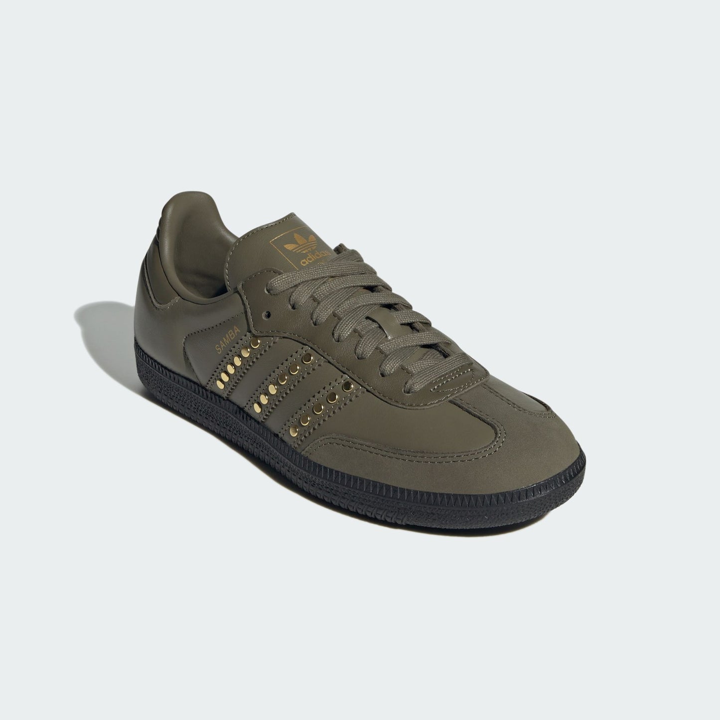 adidas Samba OG Studded Stripes Dark Khaki Black (Women's)